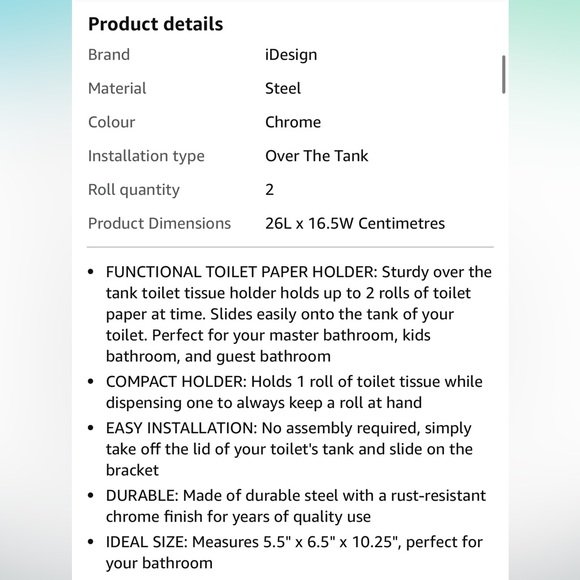 iDesign Classico Steel Toilet Paper Holder - Picture 4 of 5